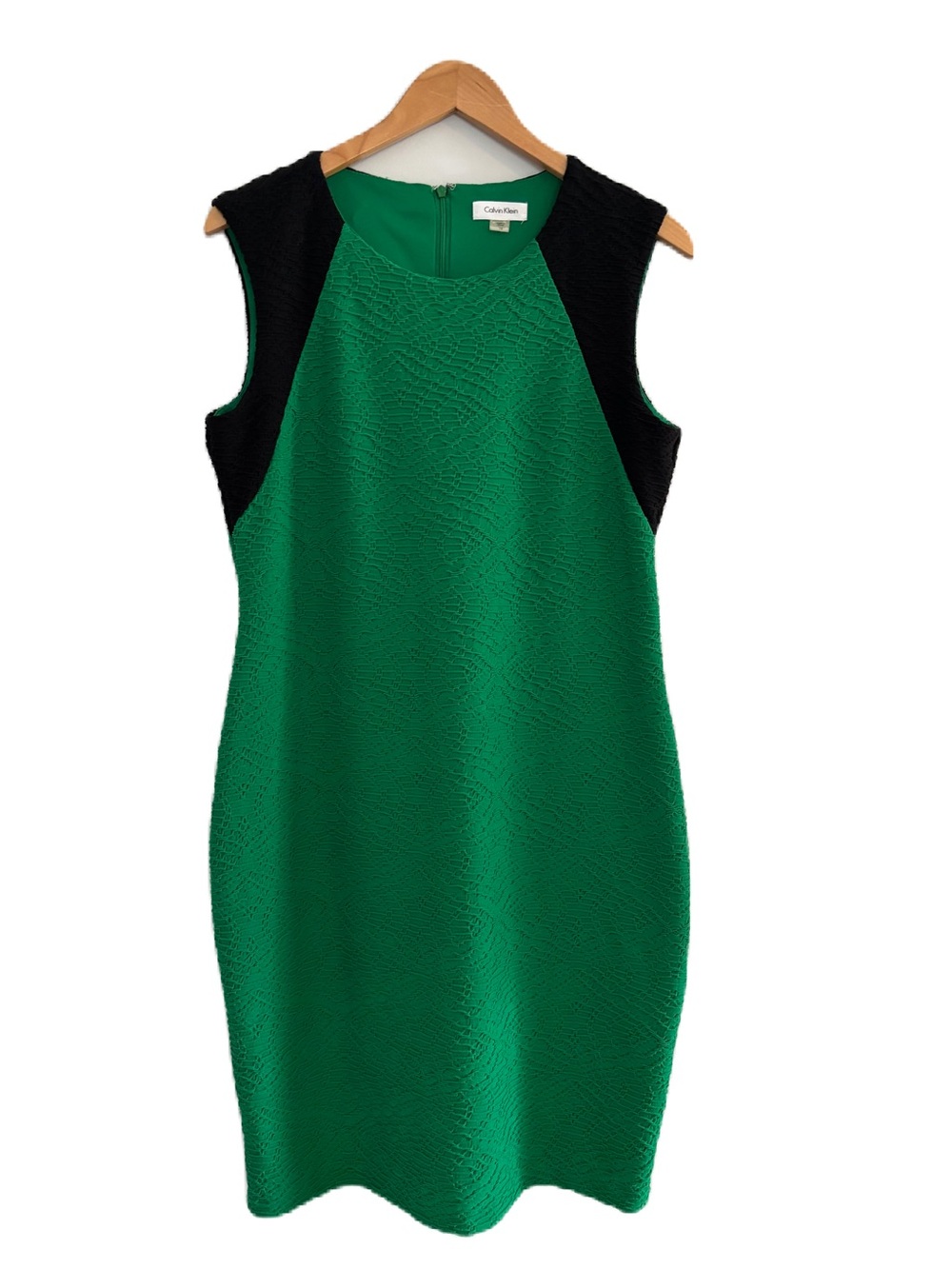 Calvin Klein Green & Black Sleeveless Sheath Dress Size 12